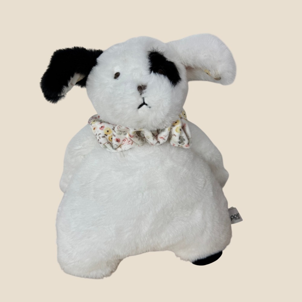 Hopper Studios White Black Spotted Lamb Plush Floral Ruffle Collar 11 inch